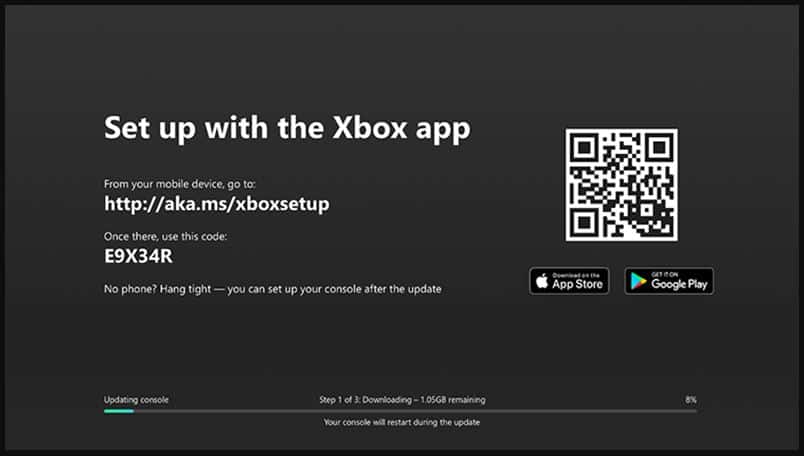 Экран Aka.ms/XBoxSetup